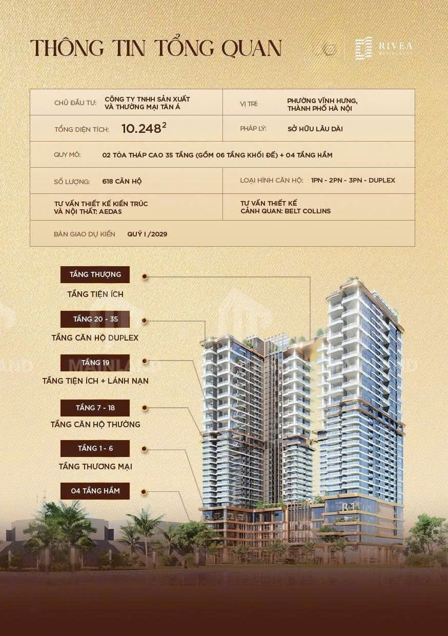 Các tầng căn hộ Rivea Hanoi Residences