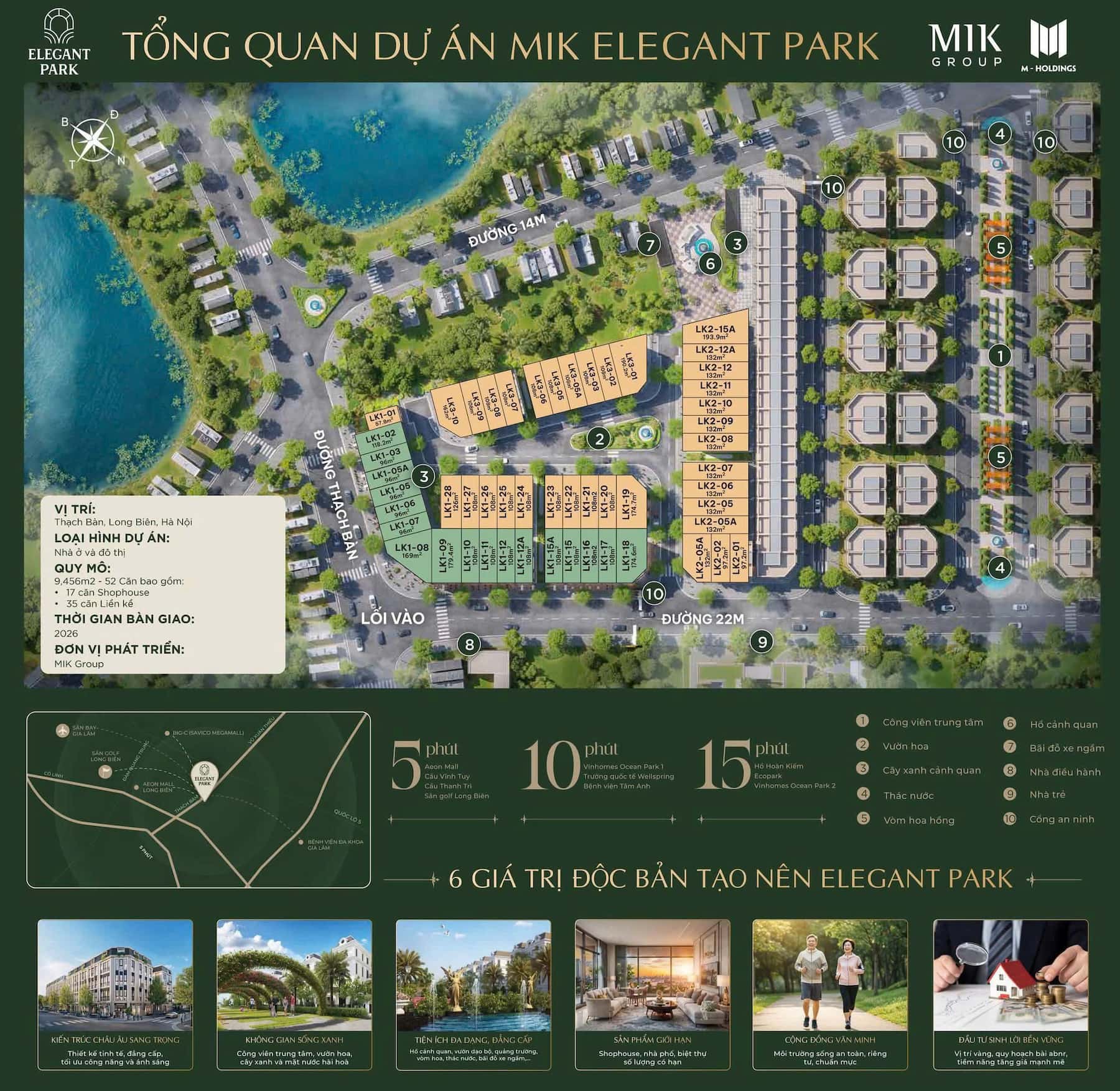 Vị trí 17 căn Shophouse Elegant Park